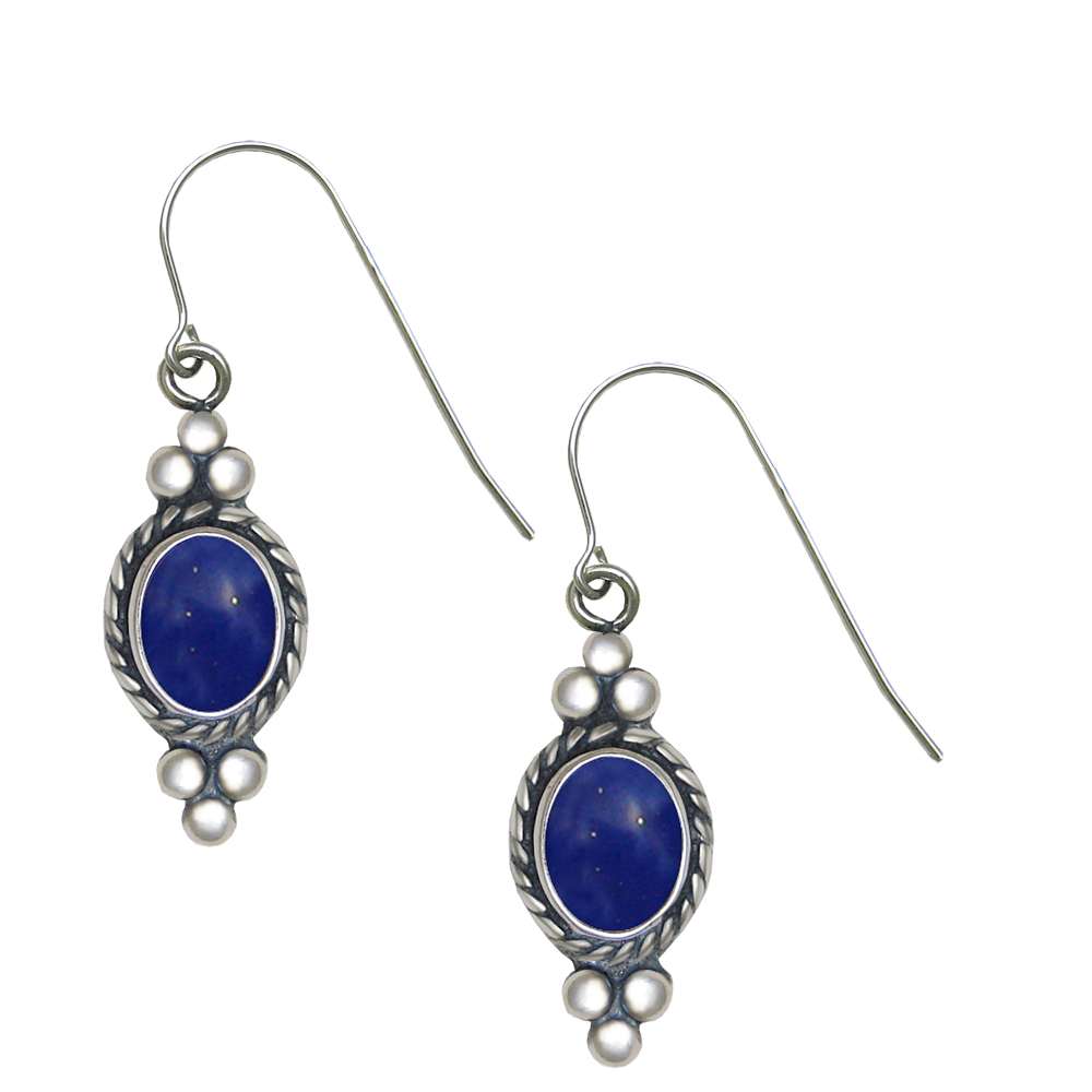 Sterling Silver Lapis Lazuli Gemstone Drop Dangle Earrings